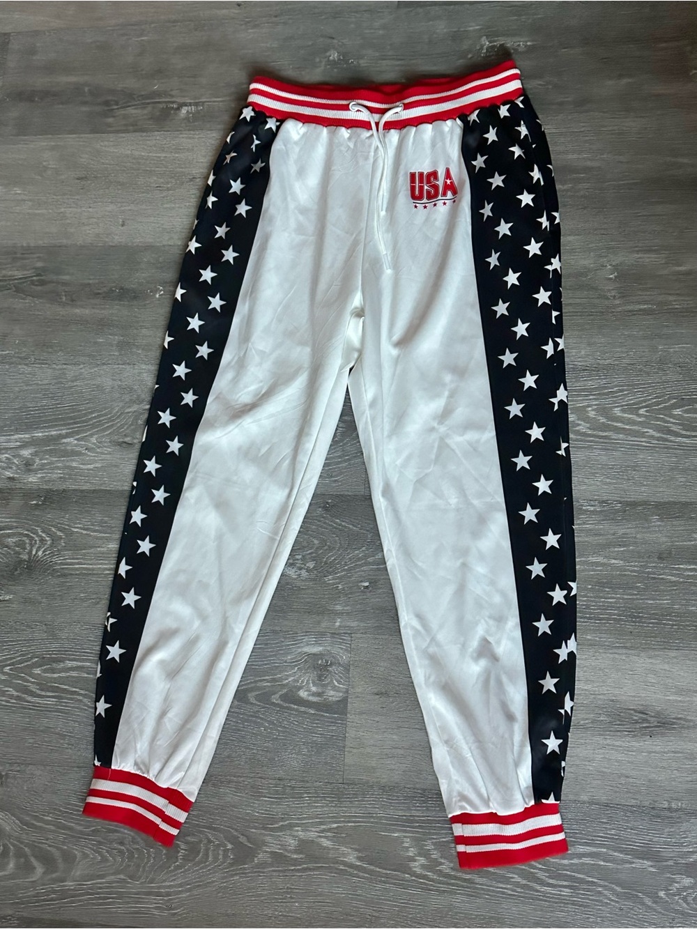 ArvilHill USA Star-Panel Men's Jogger Pants - White & Navy